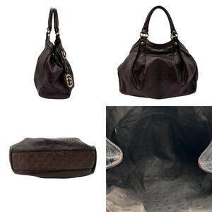 Gucci Gold Handbag Leather Sukey Brown ssima Gold Brown